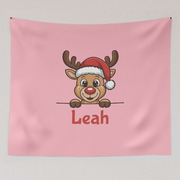 Item preview, Leah Cute Christmas Reindeer Graphic with Santa Hat | Personalized Holiday Gift Idea designed and sold by 89BLACK.