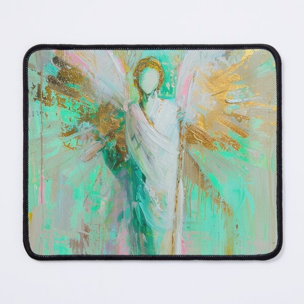 Item preview, Archangel Raphael Poster – Healing Angel in Green and Gold – Spiritual Wall Art – Modern Angel Picture for Home designed and sold by Seelenzauberart.