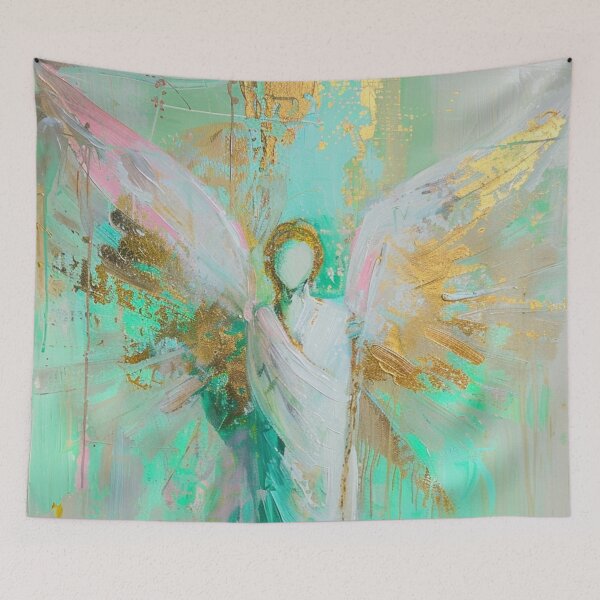 Item preview, Archangel Raphael Poster – Healing Angel in Green and Gold – Spiritual Wall Art – Modern Angel Picture for Home designed and sold by Seelenzauberart.