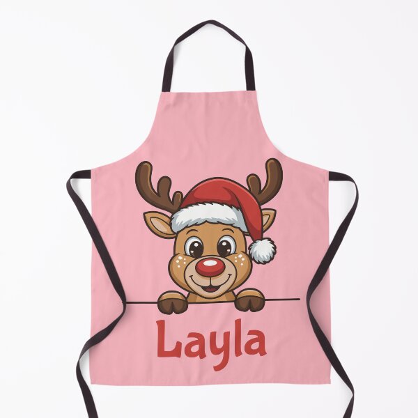 Item preview, Layla Cute Christmas Reindeer Graphic with Santa Hat | Personalized Holiday Gift Idea designed and sold by 89BLACK.