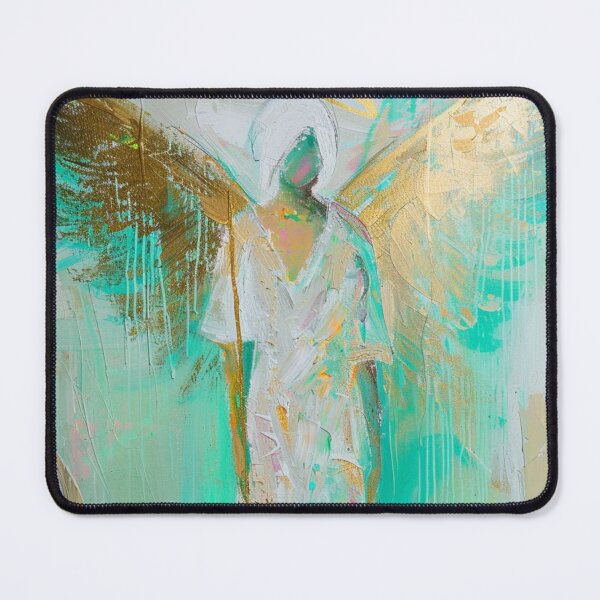Item preview, Archangel Raphael Poster – Healing Angel in Green and Gold – Spiritual Wall Art – Modern Angel Picture for Home designed and sold by Seelenzauberart.