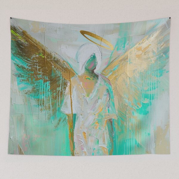 Item preview, Archangel Raphael Poster – Healing Angel in Green and Gold – Spiritual Wall Art – Modern Angel Picture for Home designed and sold by Seelenzauberart.