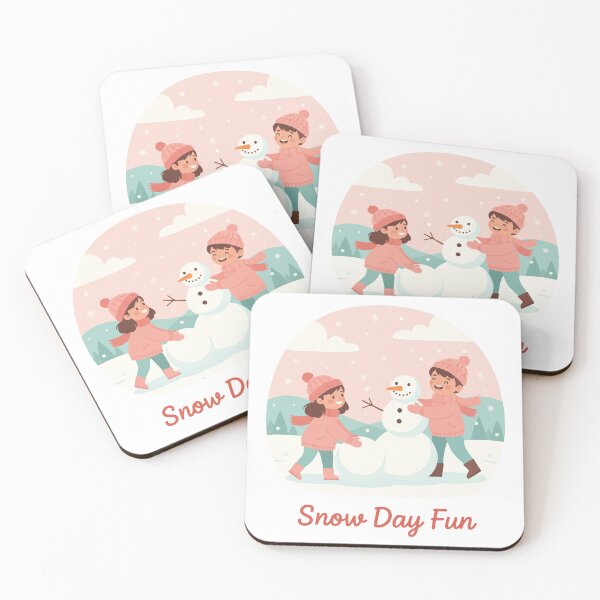Item preview, Kawaii Kids Building Snowman – “Snow Day Fun” Winter  designed and sold by stylishdzign.