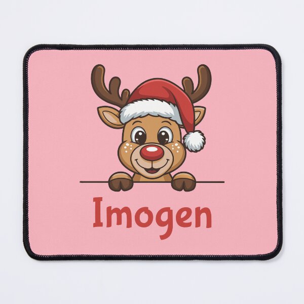 Item preview, Imogen Cute Christmas Reindeer Graphic with Santa Hat | Personalized Holiday Gift Idea designed and sold by 89BLACK.