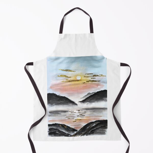 Item preview, Summer Sunrise over Misty Mountains and Lake – Watercolor Landscape designed and sold by kkjustpaint.