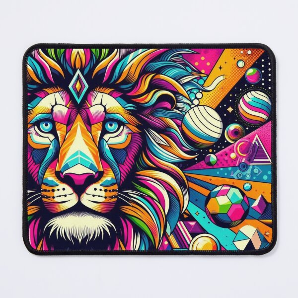 Item preview, colorful geometric mystic lion designed and sold by Dogandesighn.