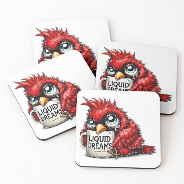 Item preview, Liquid Dreams Red Bird – Sleepy Cute Coffee Art designed and sold by Lulunza.
