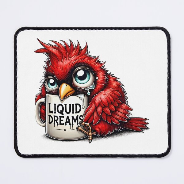 Item preview, Liquid Dreams Red Bird – Sleepy Cute Coffee Art designed and sold by Lulunza.