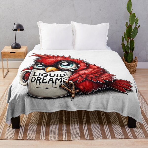 Item preview, Liquid Dreams Red Bird – Sleepy Cute Coffee Art designed and sold by Lulunza.