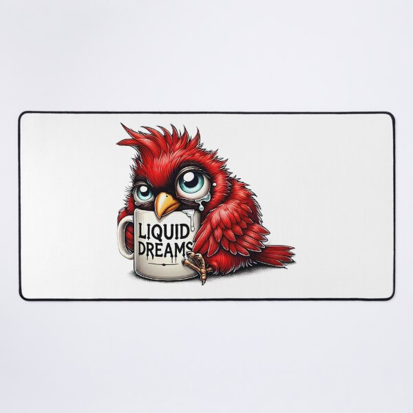 Item preview, Liquid Dreams Red Bird – Sleepy Cute Coffee Art designed and sold by Lulunza.