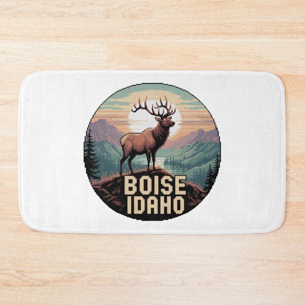 Item preview, Boise Idaho Pixel Art Elk - Retro 8-Bit Mountain Sunset Wildlife Design designed and sold by CircinusStore.