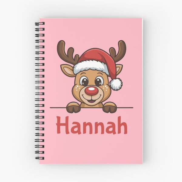 Item preview, Hannah Cute Christmas Reindeer Graphic with Santa Hat | Personalized Holiday Gift Idea designed and sold by 89BLACK.