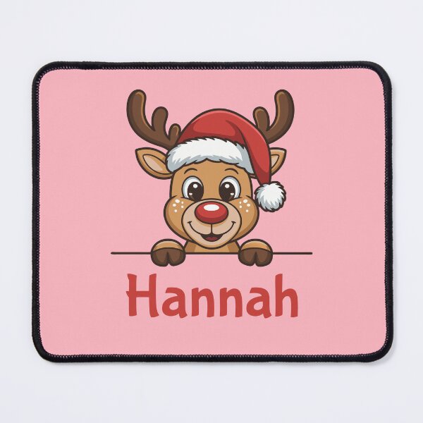 Item preview, Hannah Cute Christmas Reindeer Graphic with Santa Hat | Personalized Holiday Gift Idea designed and sold by 89BLACK.