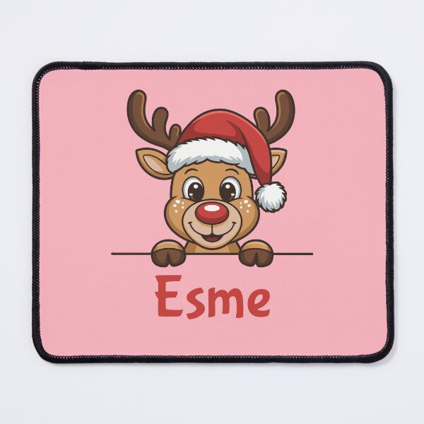 Item preview, Esme Cute Christmas Reindeer Graphic with Santa Hat | Personalized Holiday Gift Idea designed and sold by 89BLACK.