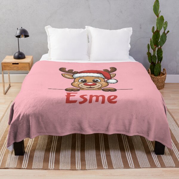 Item preview, Esme Cute Christmas Reindeer Graphic with Santa Hat | Personalized Holiday Gift Idea designed and sold by 89BLACK.