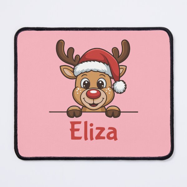 Item preview, Eliza Cute Christmas Reindeer Graphic with Santa Hat | Personalized Holiday Gift Idea designed and sold by 89BLACK.