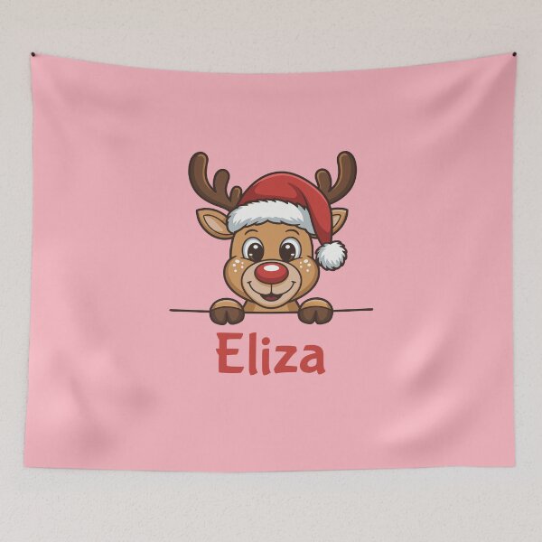 Artikelvorschau, Eliza – Niedliche Weihnachtsrentier-Grafik mit Weihnachtsmannmütze | Personalisierte Geschenkidee für Weihnachten entworfen und verkauft von 89BLACK.