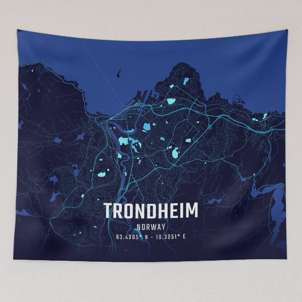 Item preview, Trondheim Midnight City Map designed and sold by HomeLivingCo.