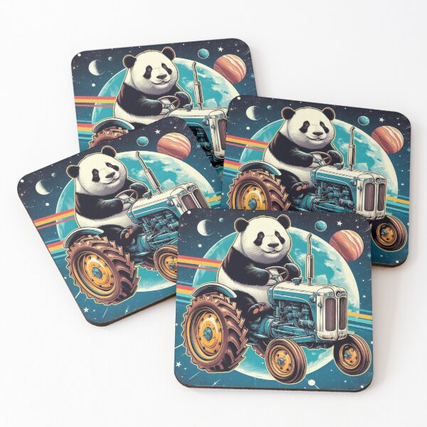 Item preview, a panda driving an old tractor in space designed and sold by Dogandesighn.