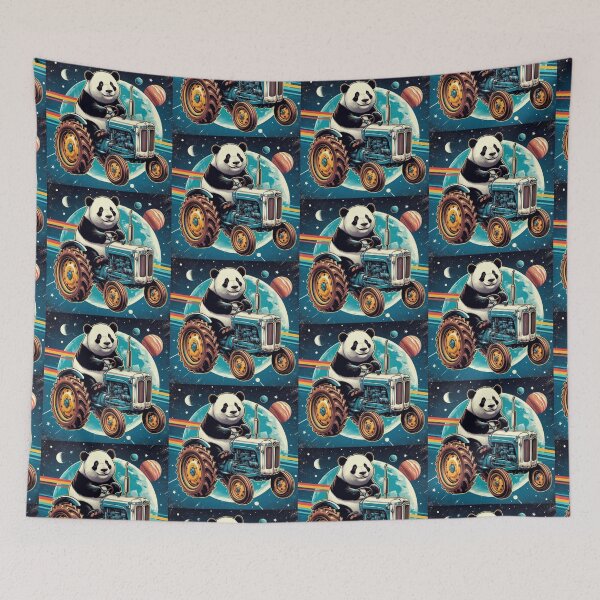 Item preview, a panda driving an old tractor in space designed and sold by Dogandesighn.