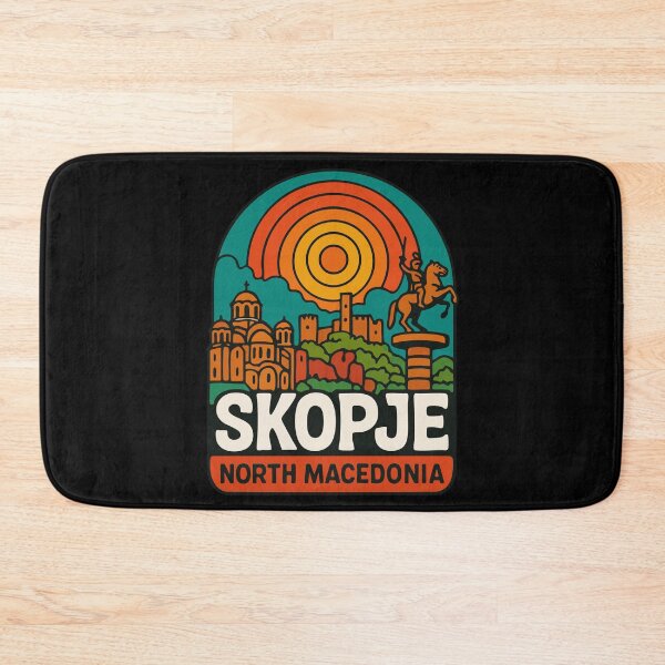 Item preview, Skopje North Macedonia Retro Trippy Art designed and sold by TomFrontierArt.