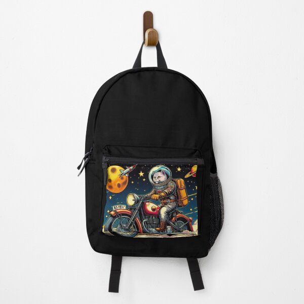 Item preview, The cute astronaut cat is riding a motorcycle in space. designed and sold by Dogandesighn.