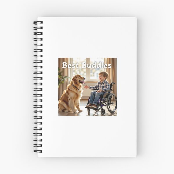 Item preview, Joyful Reunion: Boy in Wheelchair with Happy Family Dog designed and sold by WhimsyByPaul.redbubble.com.