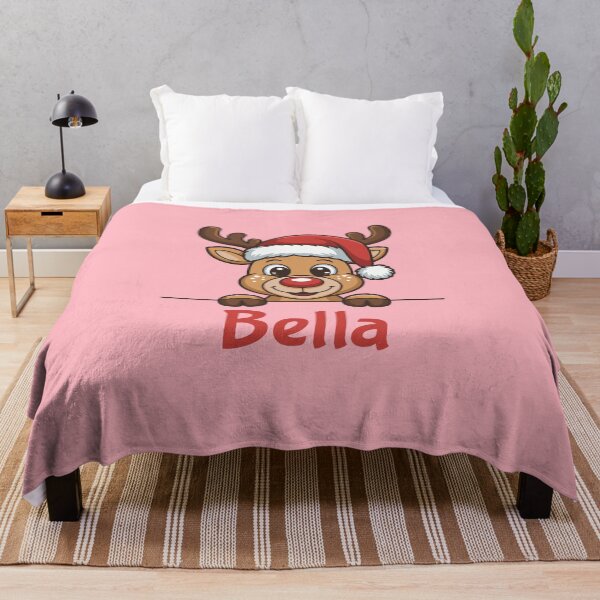 Artikelvorschau, Niedliche Weihnachts-Rentier-Grafik von Bella mit Weihnachtsmannmütze | Personalisierte Geschenkidee für Weihnachten entworfen und verkauft von 89BLACK.