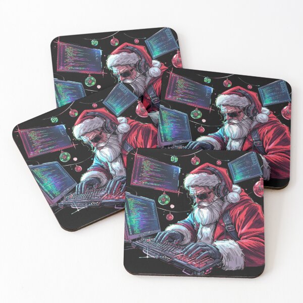 Item preview, Coding Santa Neon Christmas Illustration designed and sold by SoulenCify.