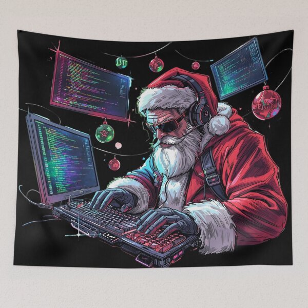 Item preview, Coding Santa Neon Christmas Illustration designed and sold by SoulenCify.