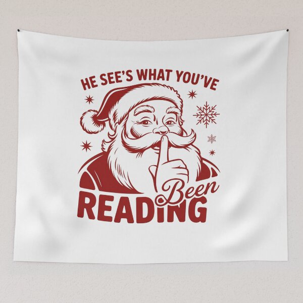Item preview, He Sees What You'Ve Been Reading Santa Bookish Christmas designed and sold by MaryoKing.
