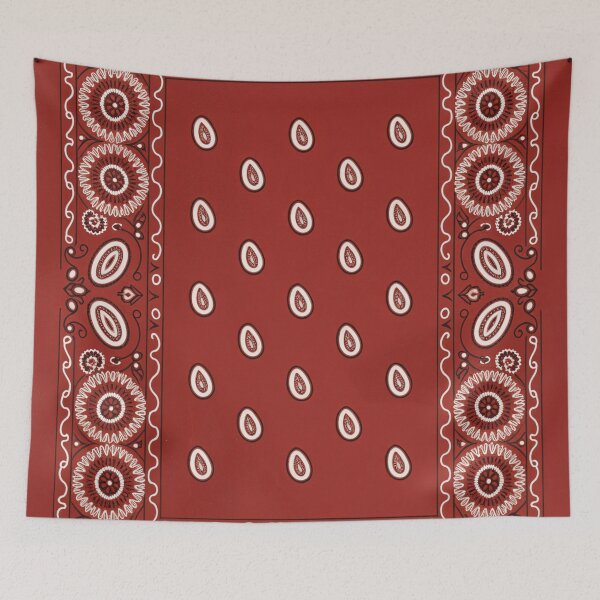 Item preview, Traditional Red Bandana Paisley Throw Pillow & Blanket: White Teardrop Motif on Red Background designed and sold by ZyxDes.