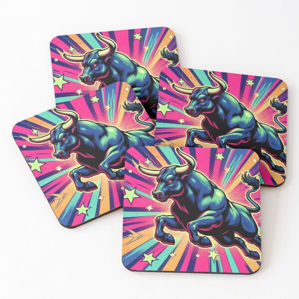 Item preview, Colores neón del arte pop con toro negro designed and sold by Dogandesighn.