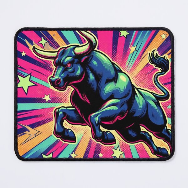 Item preview, pop art neon colors with black bull designed and sold by Dogandesighn.