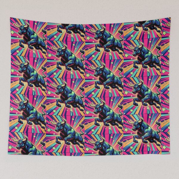 Item preview, pop art neon colors with black bull designed and sold by Dogandesighn.