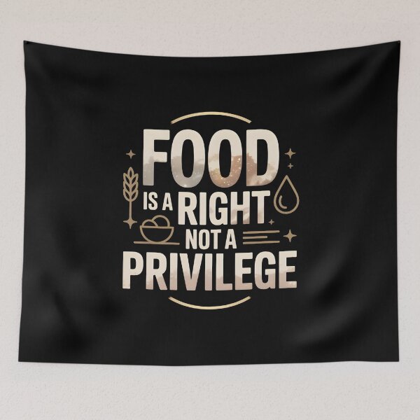 Item preview, Food Is a Right Not a Privilege – minimalist cosmic equality vector design designed and sold by SaritaVerseArt.
