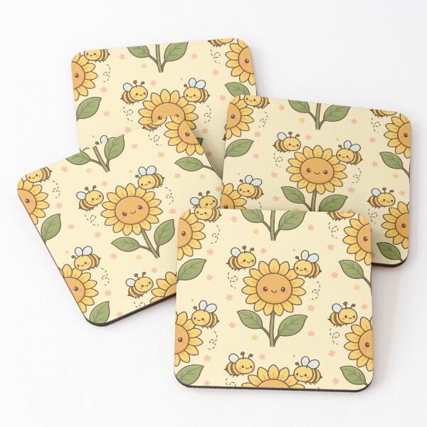 Item preview, Kawaii Sunflower with Happy Bees designed and sold by imperiumpublicitario .