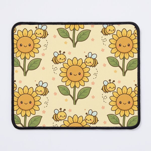 Item preview, Kawaii Sunflower with Happy Bees designed and sold by imperiumpublicitario .
