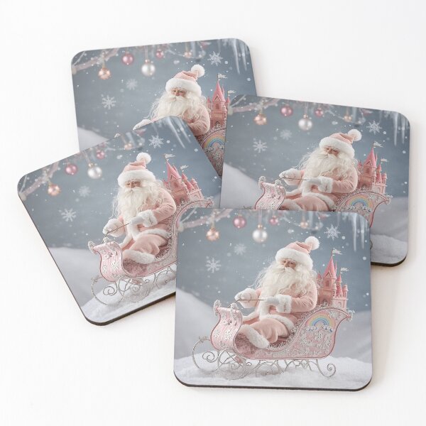 Item preview, Dreamy Pink Santa Wonderland – Magical Pastel Holiday Fantasy designed and sold by PixelVibe782.