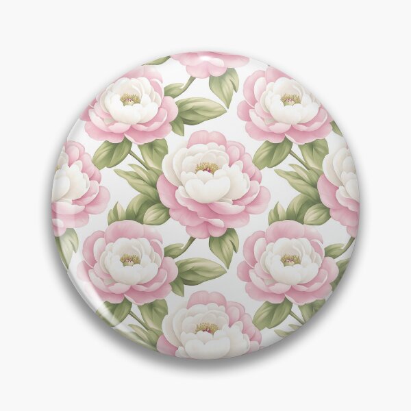 Item preview, The image is a seamless pattern of large, soft pink and ivory peony flowers with associated leaves, set against a clean white background; it has a delicate and artistic feel. designed and sold by rujlaphusstudio.