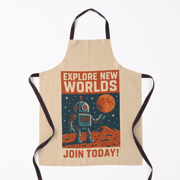 Item preview, Retro SC-FI Robot Poster Explore New Worlds Join Today. designed and sold by The-T-In-Retro.