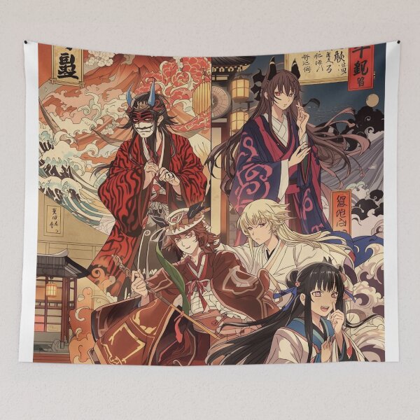 Item preview, Day vs Night Zodiac Warrior Five – Anime Ukiyo-e Fantasy Battle Scene designed and sold by Vandy Fullam.