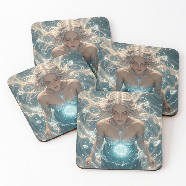 Item preview, Water Sorceress – Fantasy Portrait of Ocean Magic designed and sold by DiceWay.