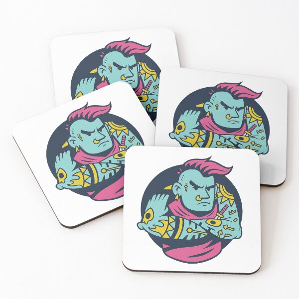 Item preview, Neon Punk Warrior Tattooed Fighter Illustration Bold Retro Graphic Art designed and sold by DrawHandArt.
