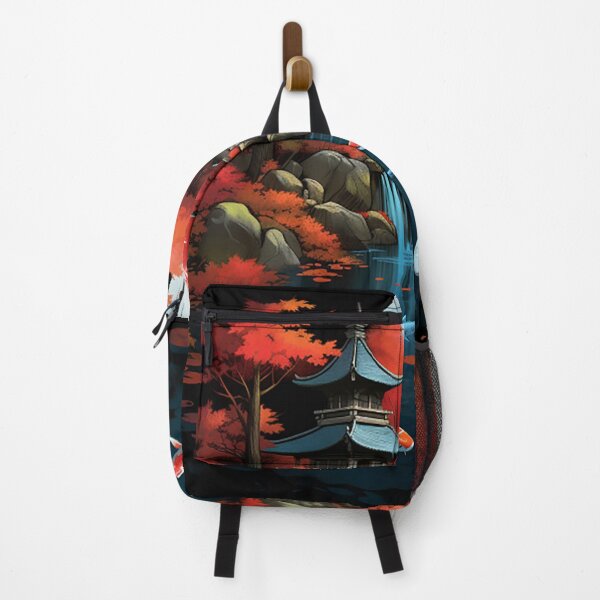 Item preview, Tranquil Autumn: Digital Painting of Japanese Village & Koi Fish designed and sold by PaintbrushPlace.