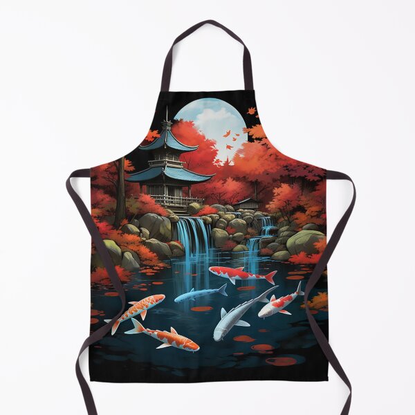 Item preview, Tranquil Autumn: Digital Painting of Japanese Village & Koi Fish designed and sold by PaintbrushPlace.