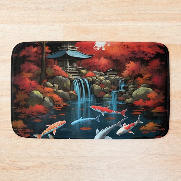 Item preview, Tranquil Autumn: Digital Painting of Japanese Village & Koi Fish designed and sold by PaintbrushPlace.