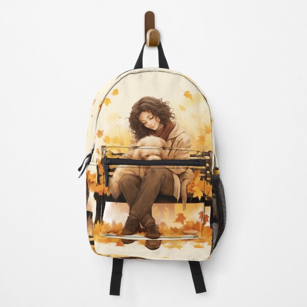 Item preview, Autumn Serenity with Dog on Park Bench designed and sold by PaintbrushPlace.