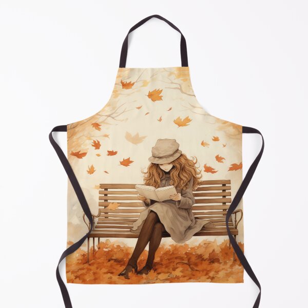 Item preview, Autumn Reading Girl – Cozy Fall Illustration on Park Bench designed and sold by PaintbrushPlace.