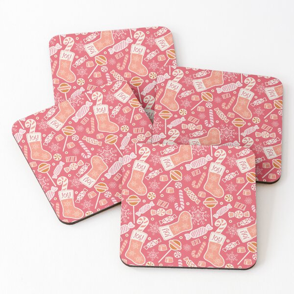 Item preview, Sweet Holiday of Stockings & Candies in Pink Red and Mustard designed and sold by Lynne Adams.